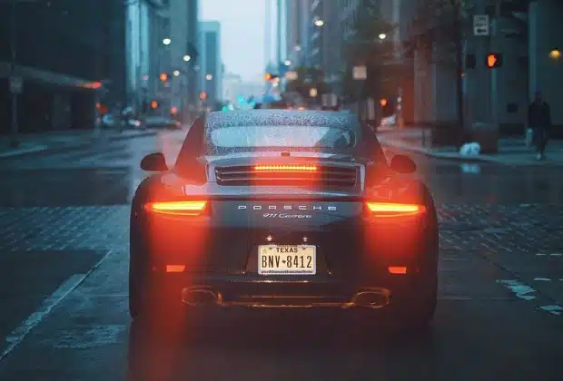 porsche, car, brake lights