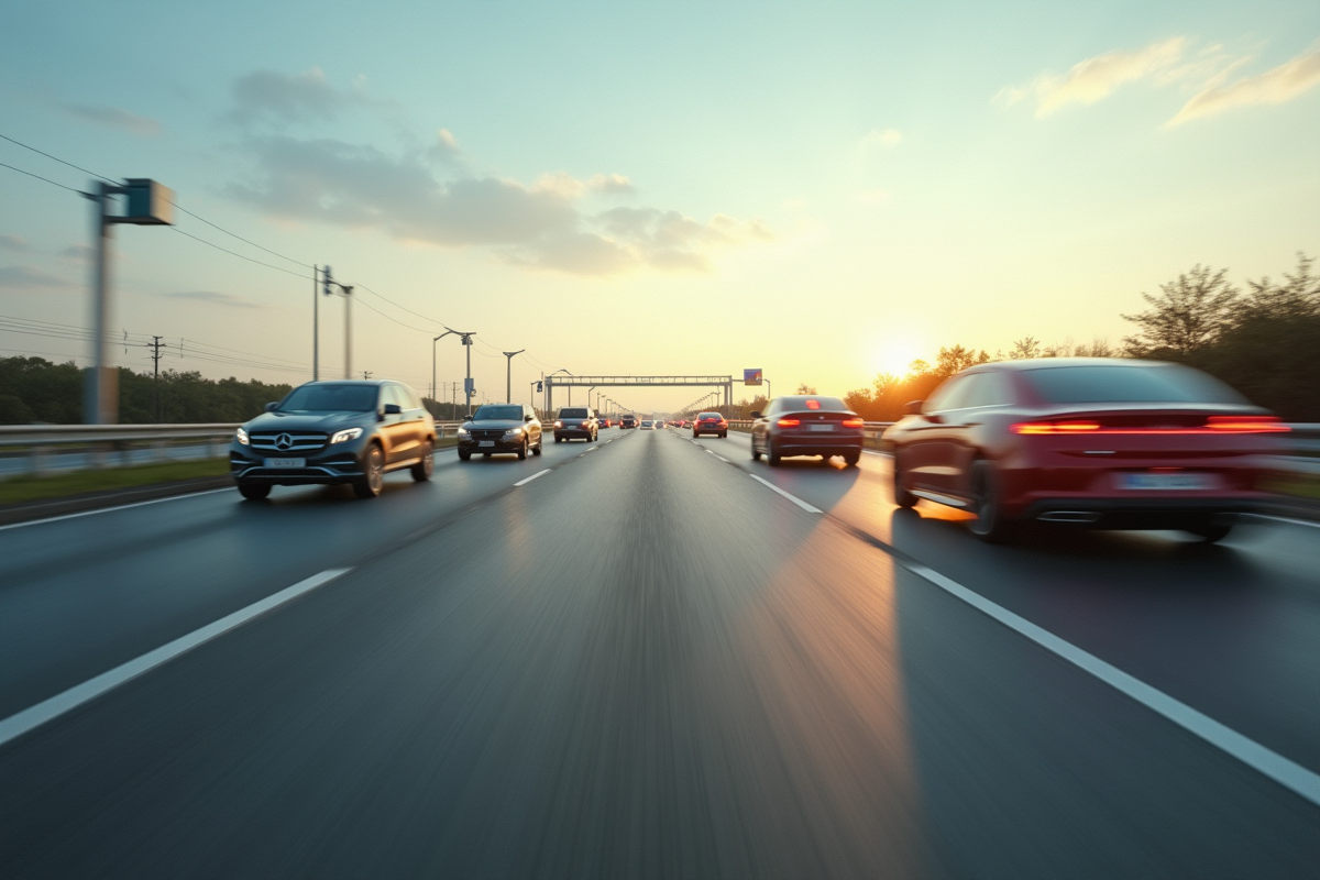 Autoroute avec voitures en mouvement pour la securite routiere