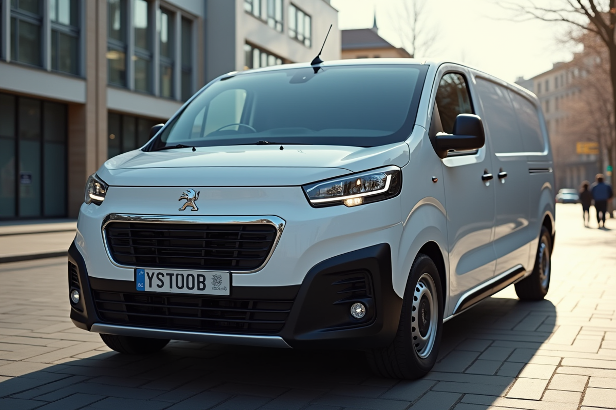 Véhicule Peugeot Expert en ville en plein jour