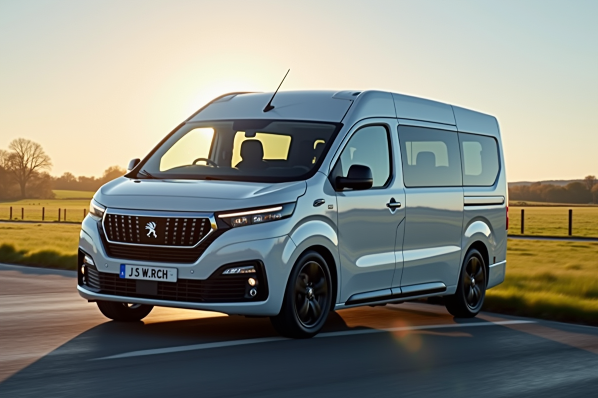 Peugeot Rifter 7 places en conduite dans la campagne ensoleillee